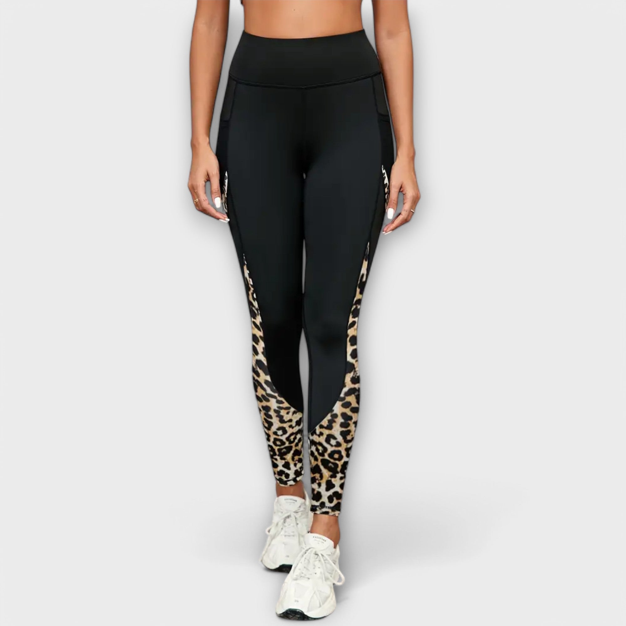 Leggings a vita alta con motivo leopardato