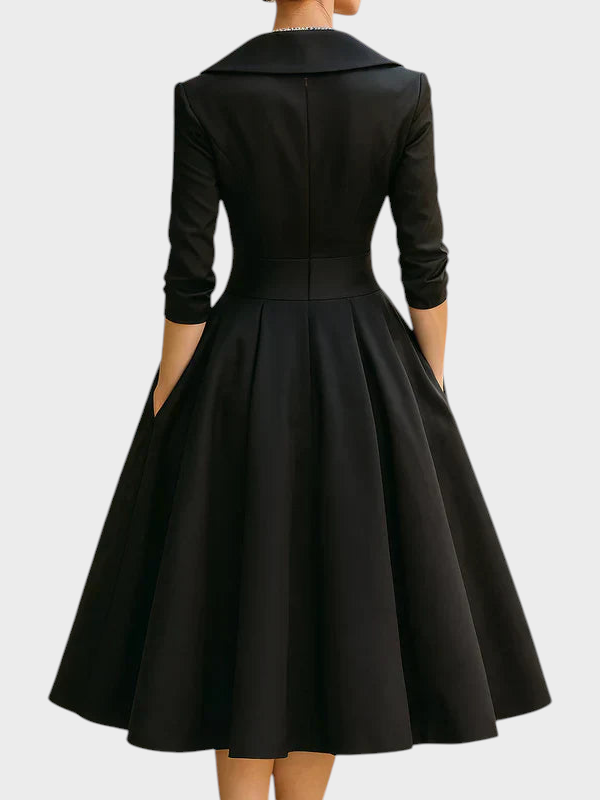Gabriella | Elegante Abito Midi con Dettagli Raffinati e Pratiche Tasche