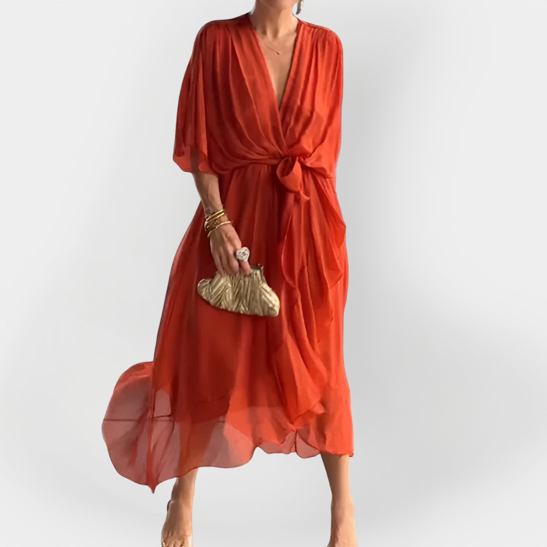 Abito in Chiffon con scollatura a V