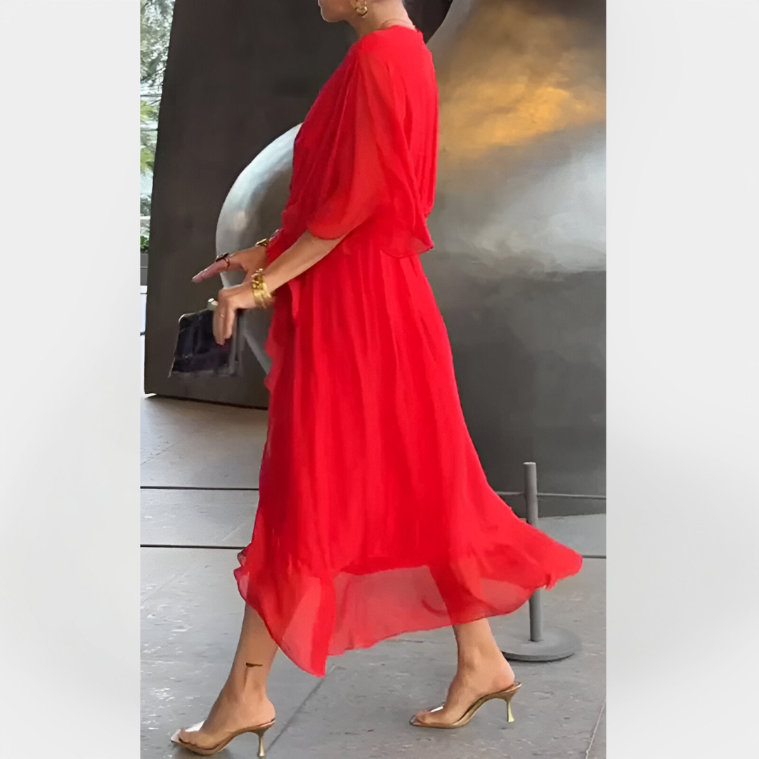 Abito in Chiffon con scollatura a V
