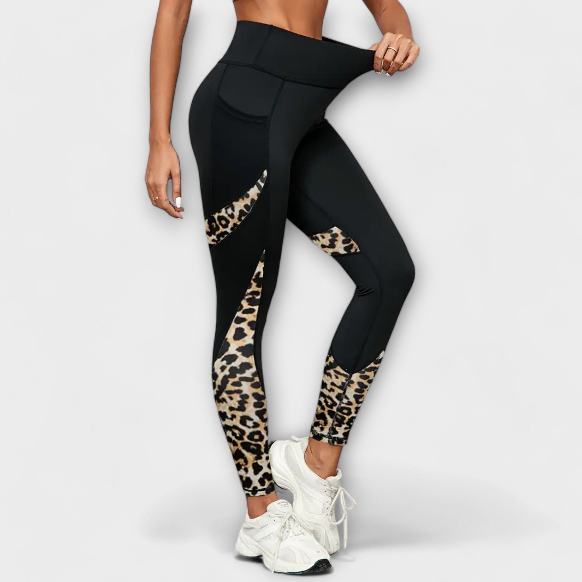 Leggings a vita alta con motivo leopardato