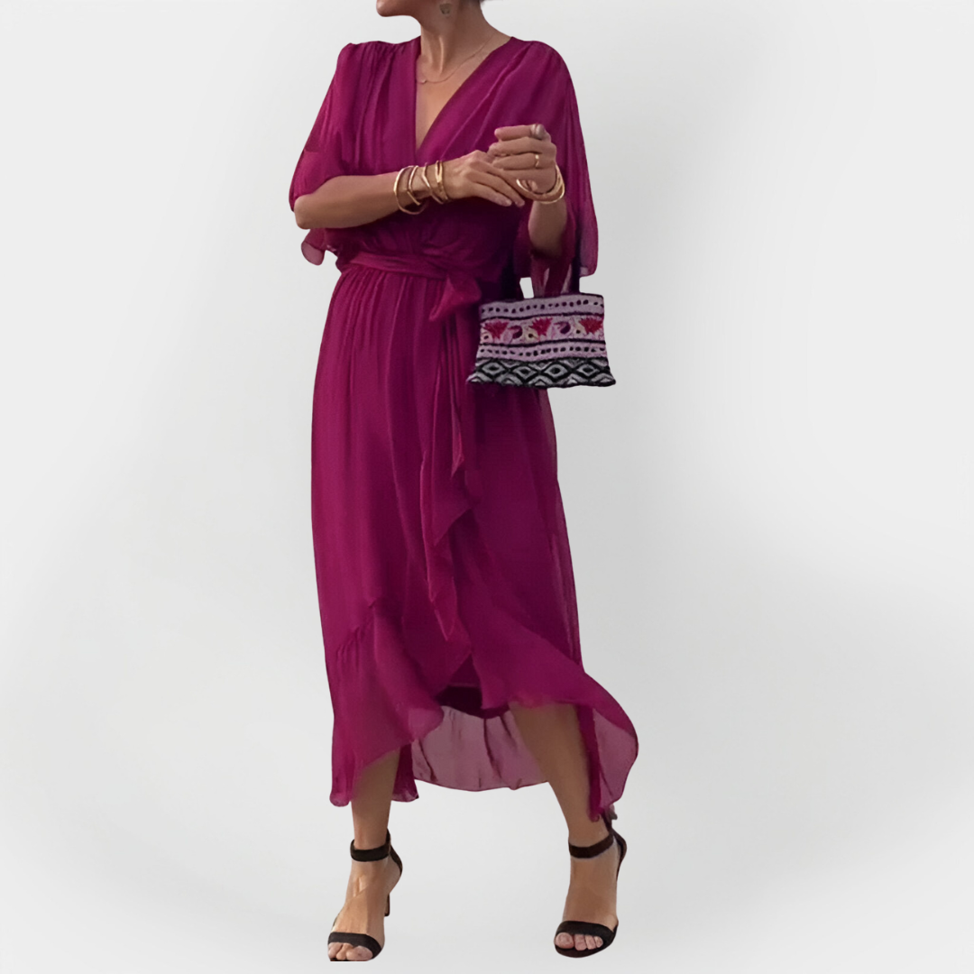 Abito in Chiffon con scollatura a V