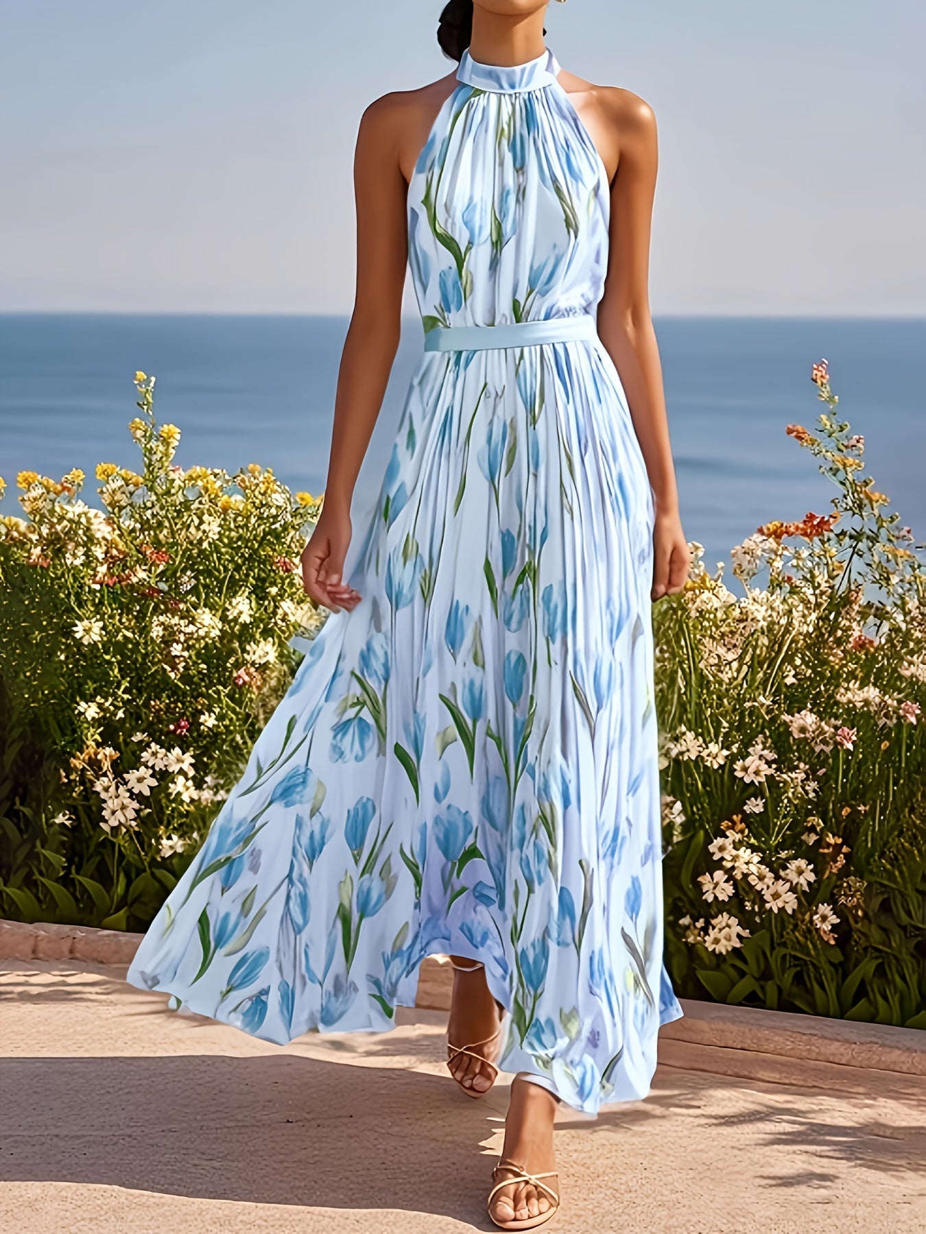 Tulipa™ - Maxi abito con scollatura halterneck e design a tulipano