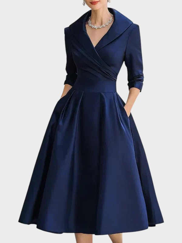 Gabriella | Elegante Abito Midi con Dettagli Raffinati e Pratiche Tasche