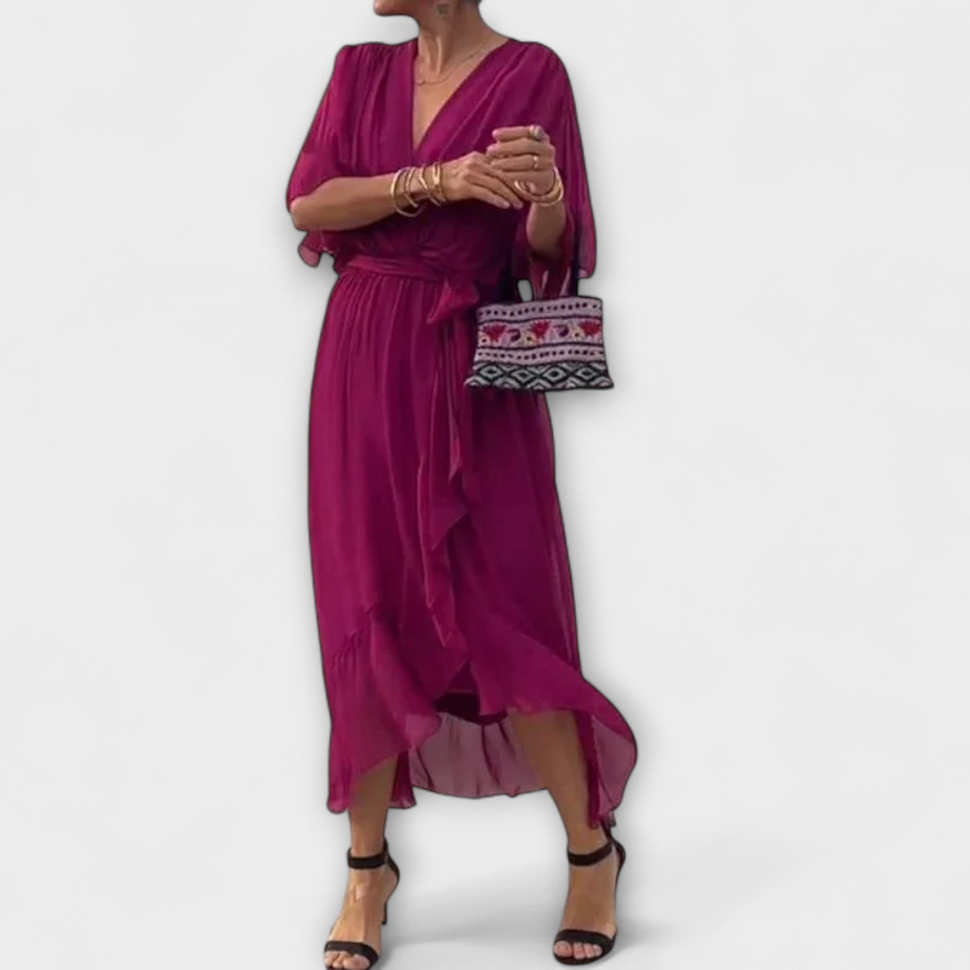 Amoura — Abito in Chiffon con Scollatura a V