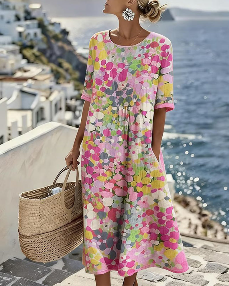 Elena | Vestito midi floreale leggero e svasato