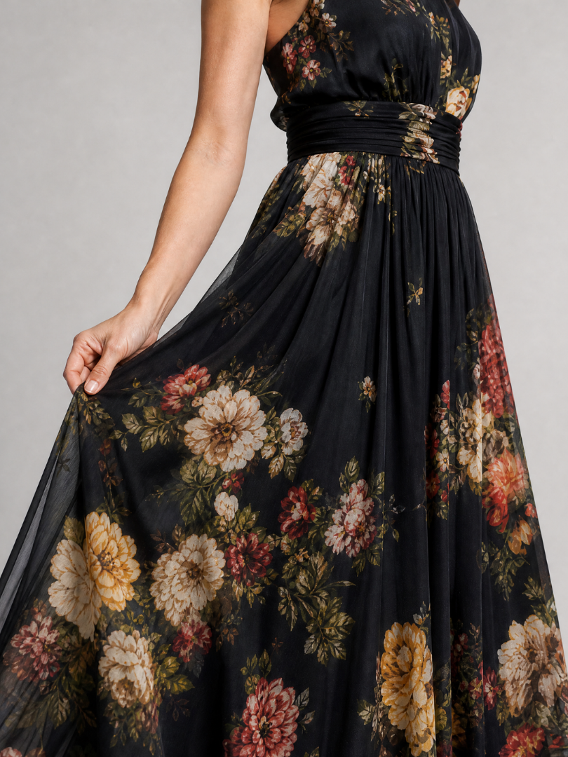 Sior | Abito Midi con Collo Halter a Fiori