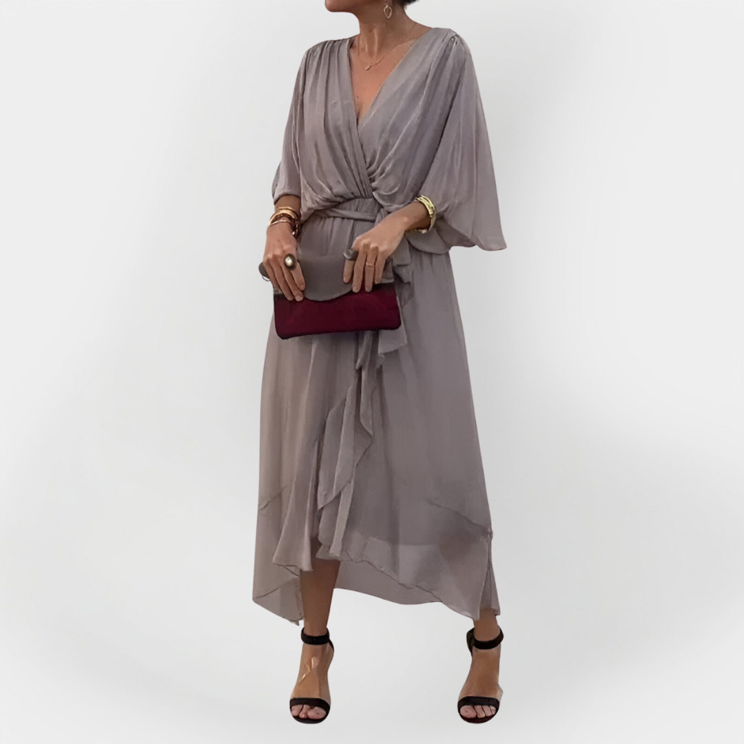 Abito in Chiffon con scollatura a V
