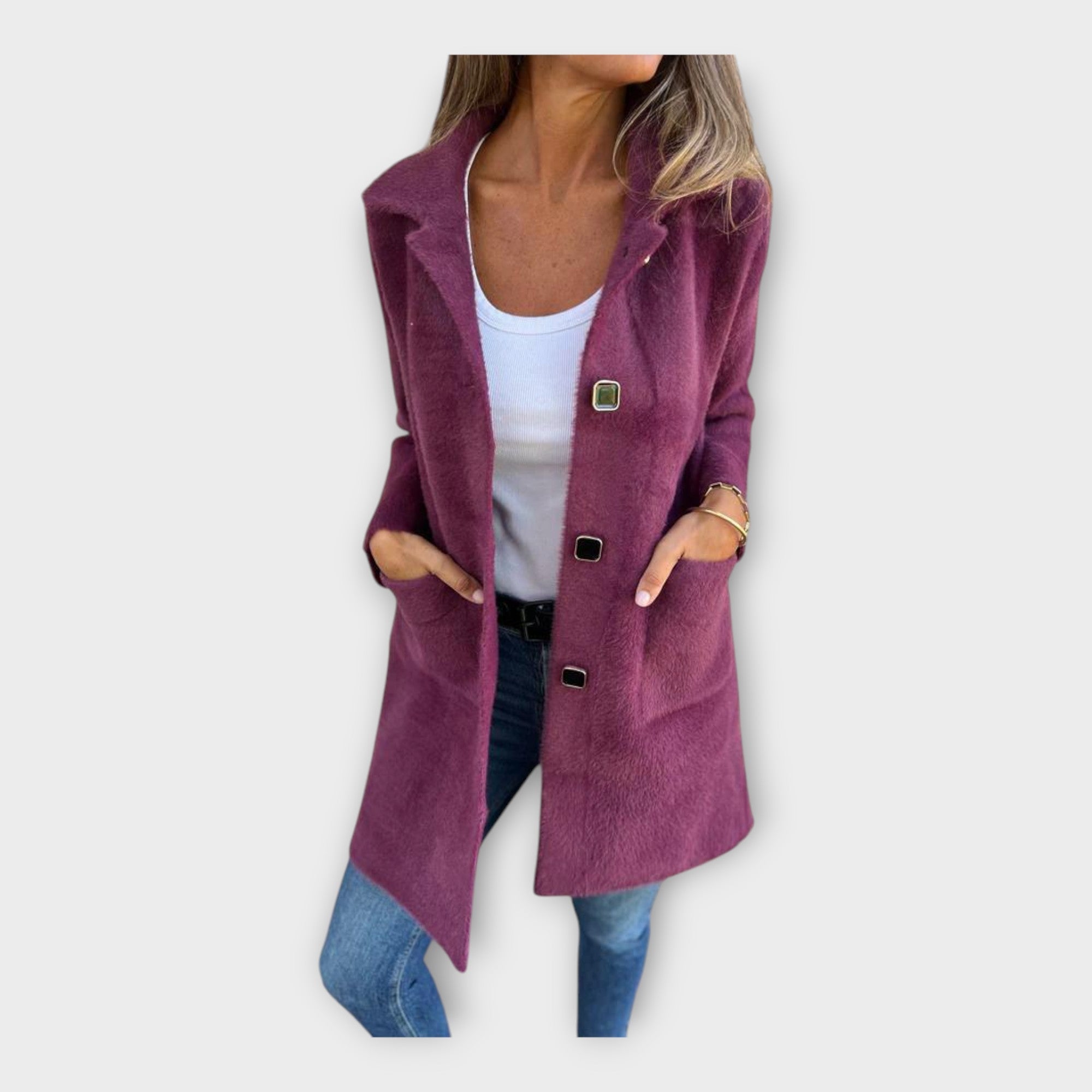 Cappotto di Lana con Chiusura Elegante