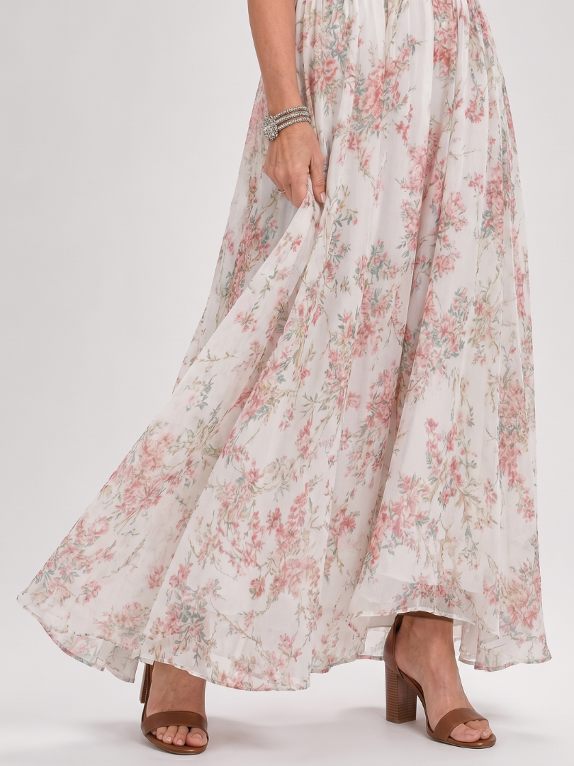 Guinevere | Abito midi con stampa floreale e gonna fluida