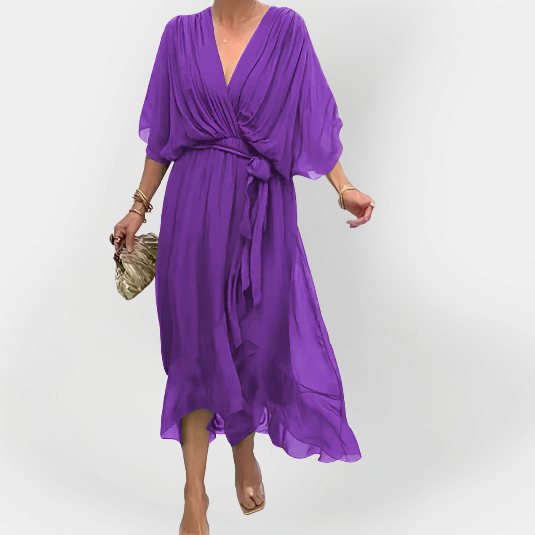 Abito in Chiffon con scollatura a V