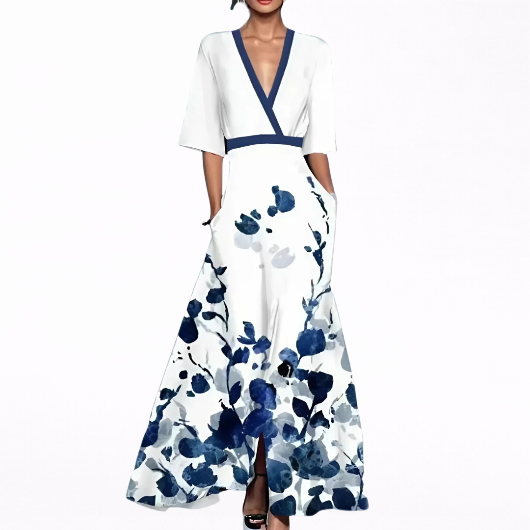Valentina | Elegante Maxi Abito con Profondo Décolleté