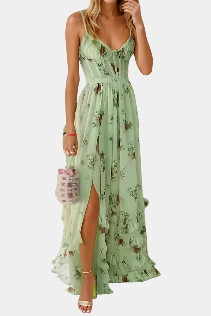 Abito Maxi Corsetto Luna con Design Floreale