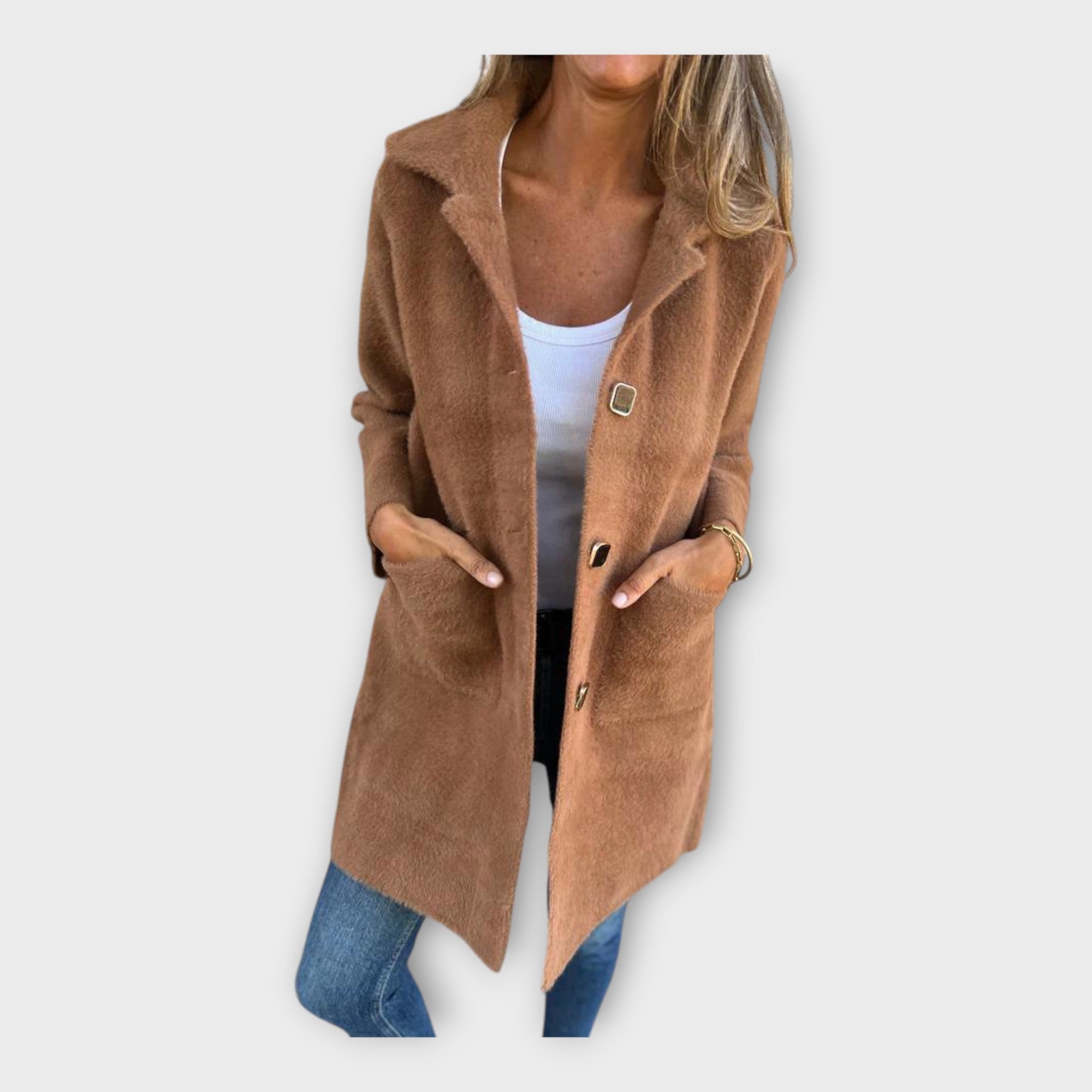 Cappotto di Lana con Chiusura Elegante