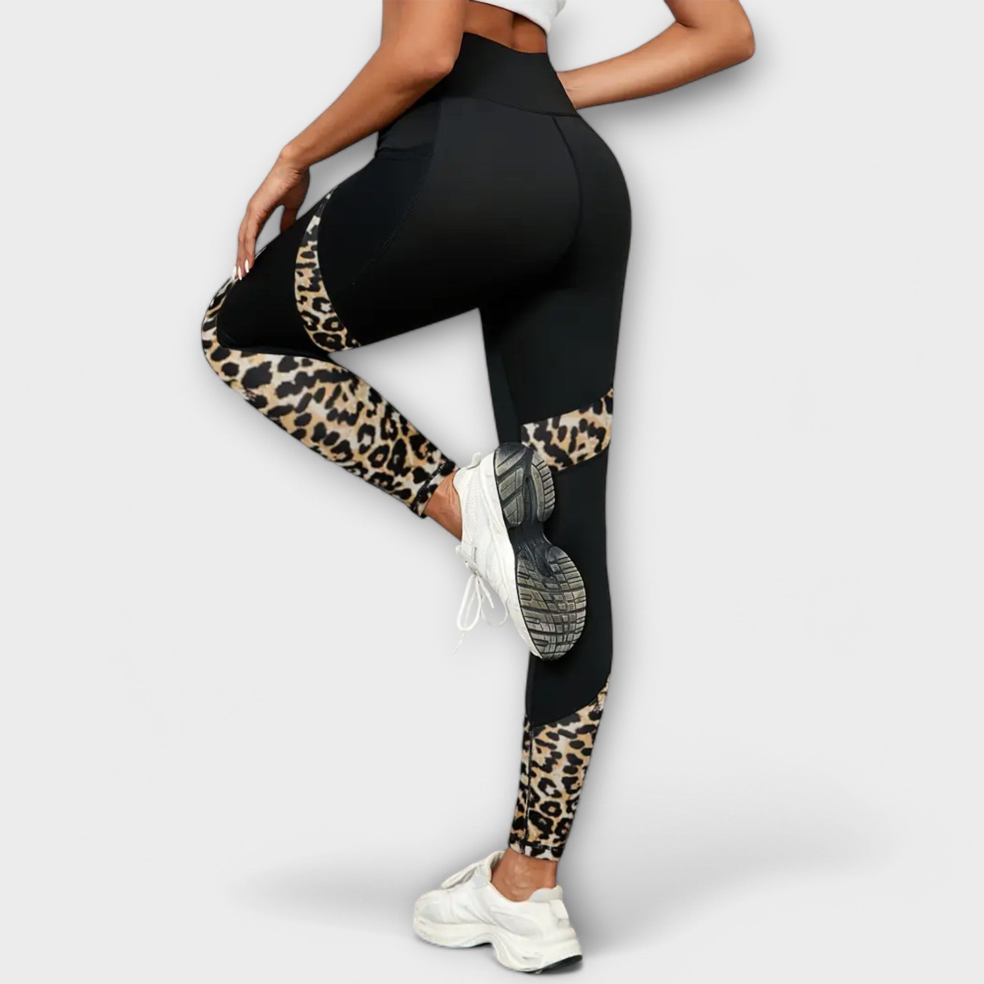 Leggings a vita alta con motivo leopardato
