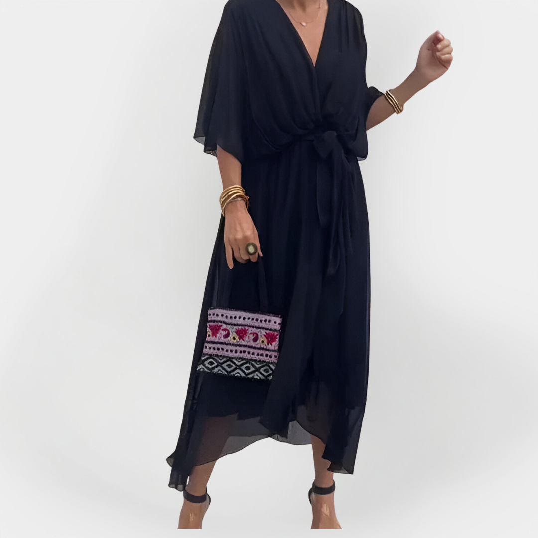 Abito in Chiffon con scollatura a V