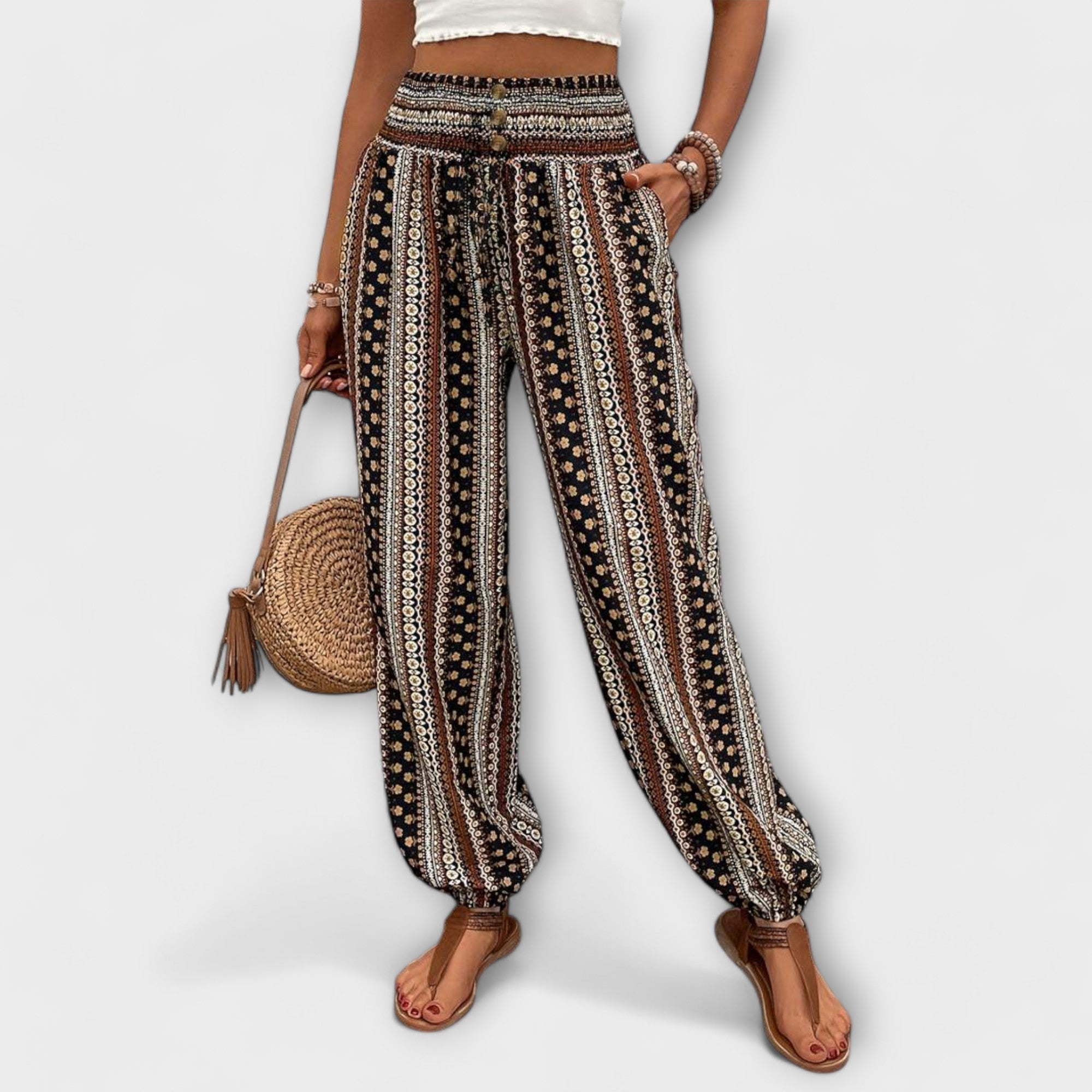 Scarlett - Pantaloni con design etnografico