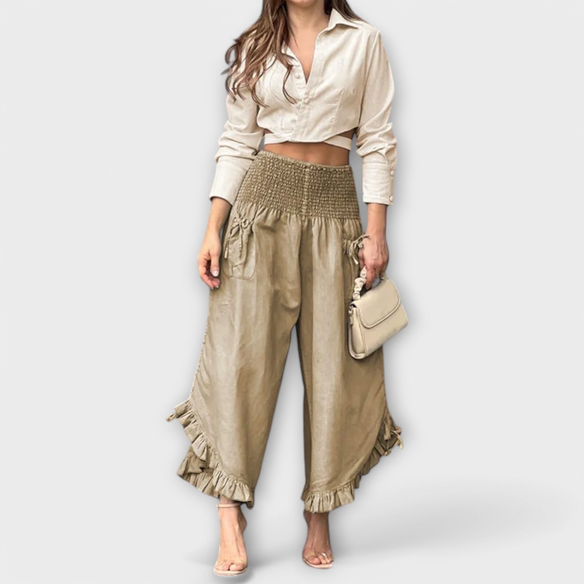 Jaya - Pantaloni in lino rilassati con moderne pieghe