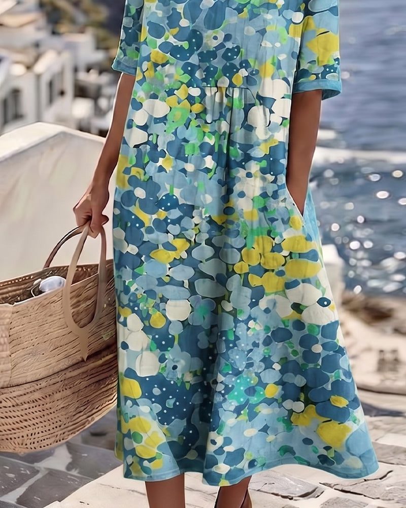 Elena | Vestito midi floreale leggero e svasato