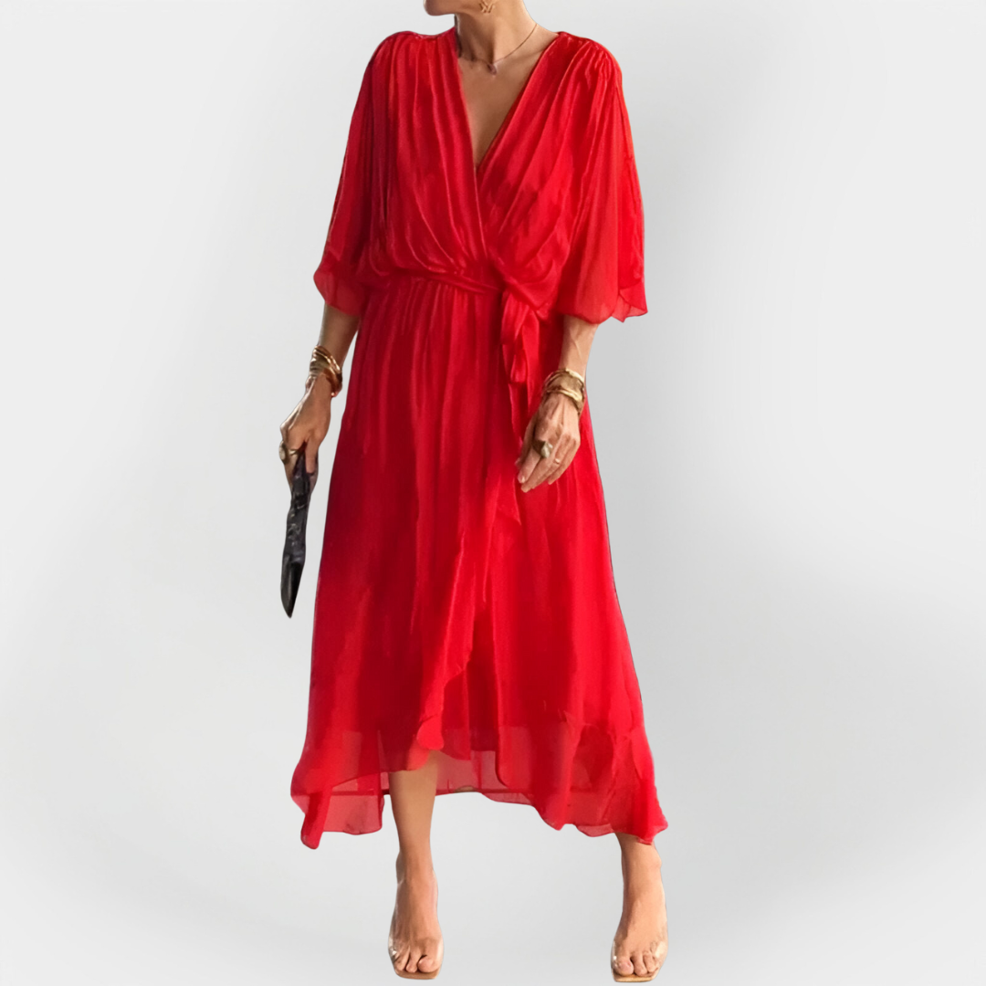 Abito in Chiffon con scollatura a V