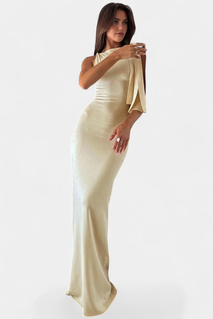 Abito Hope Maxi Drappeggiato con Spalla Scoperta