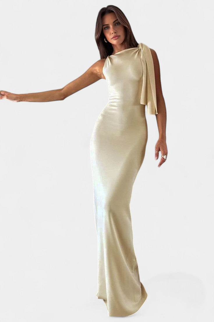 Abito Hope Maxi Drappeggiato con Spalla Scoperta