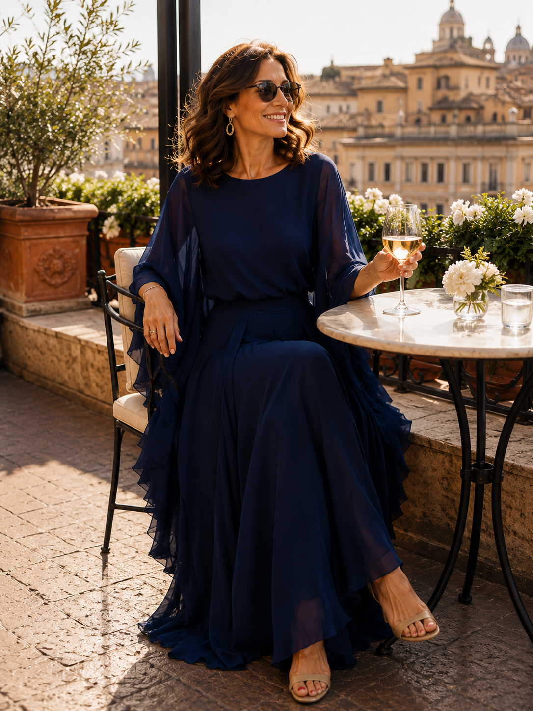 Helena | Completo Elegante in Chiffon con Volant