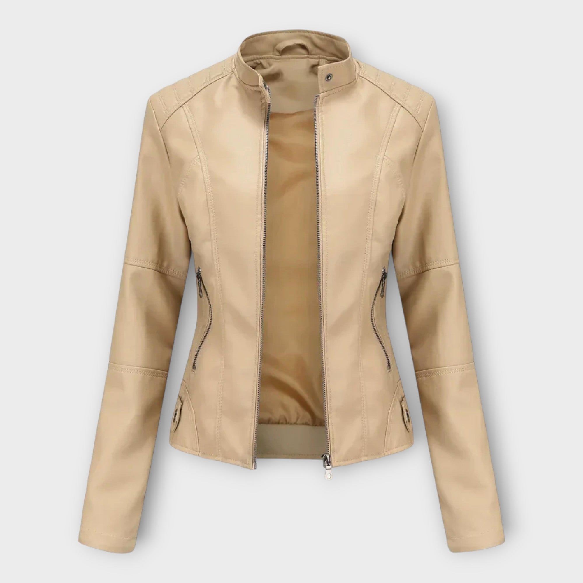 Giubbotto in Pelle Corto e Moderno con Zip