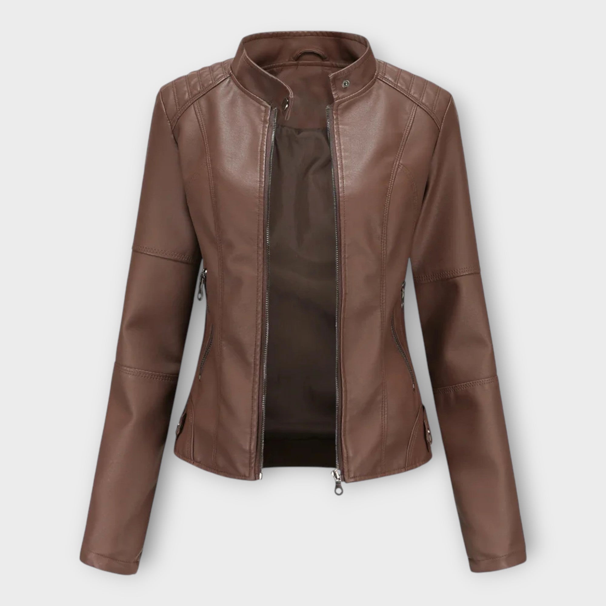 Giubbotto in Pelle Corto e Moderno con Zip