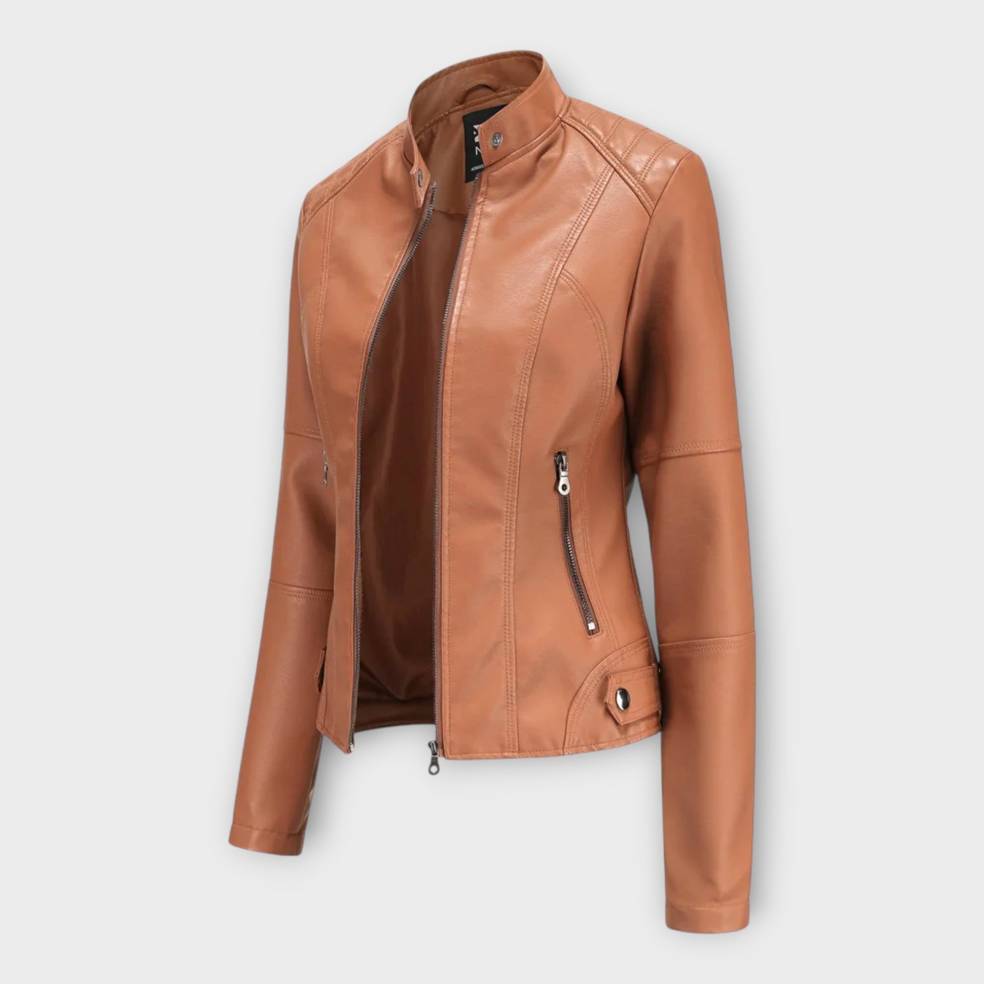 Giubbotto in Pelle Corto e Moderno con Zip