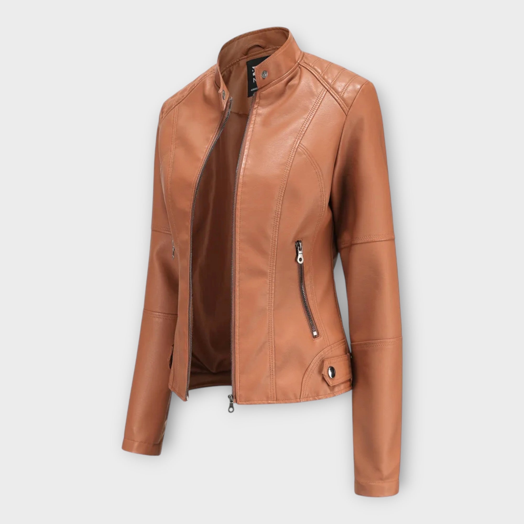 Giubbotto in Pelle Corto e Moderno con Zip