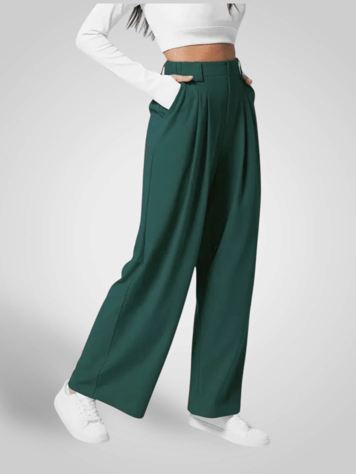 Luma | Pantaloni Donna a Gamba Larga - Vita Alta con Design Plissettato