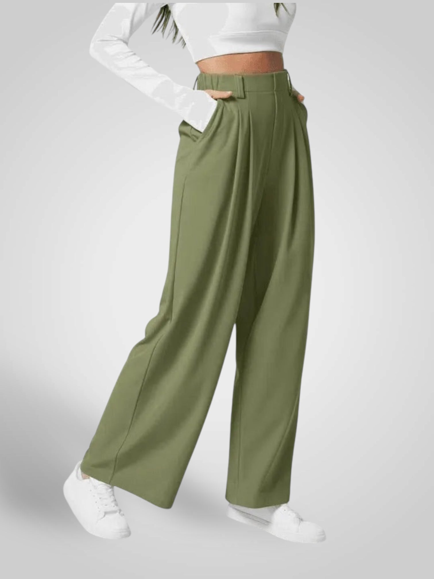 Luma | Pantaloni Donna a Gamba Larga - Vita Alta con Design Plissettato