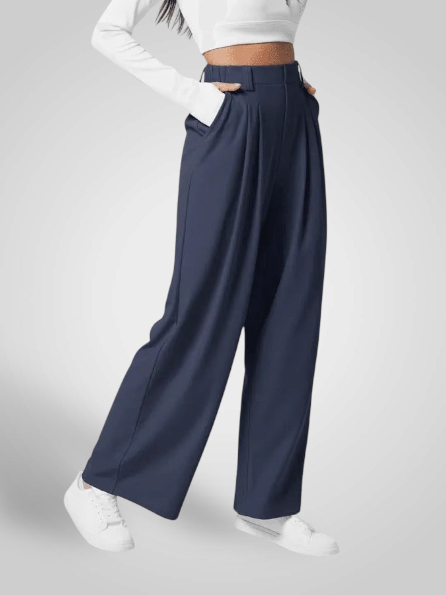 Luma | Pantaloni Donna a Gamba Larga - Vita Alta con Design Plissettato
