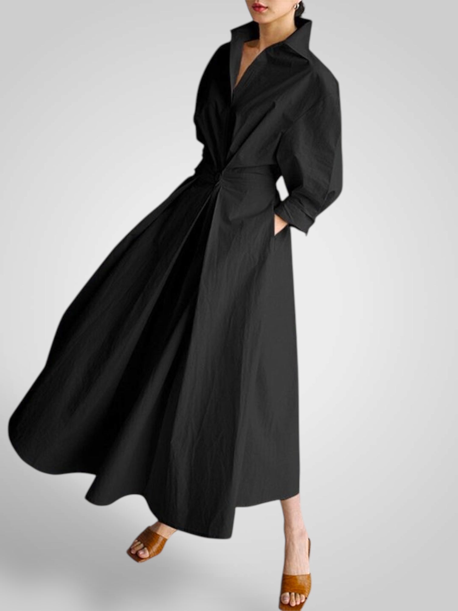 Ella | Abito Maxy da Donna con Tasche, Bottoni, Maniche Lunghe