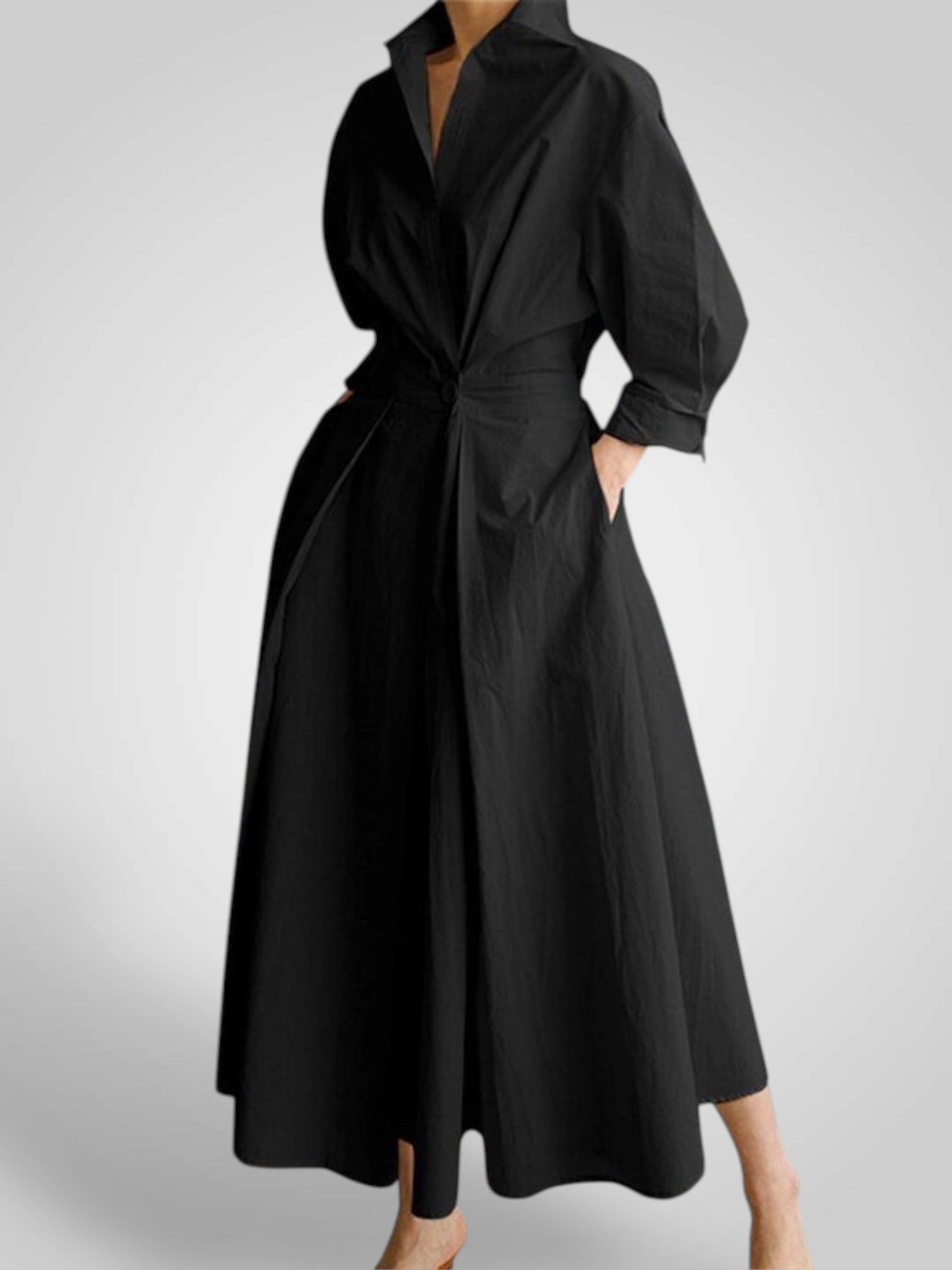 Ella | Abito Maxy da Donna con Tasche, Bottoni, Maniche Lunghe