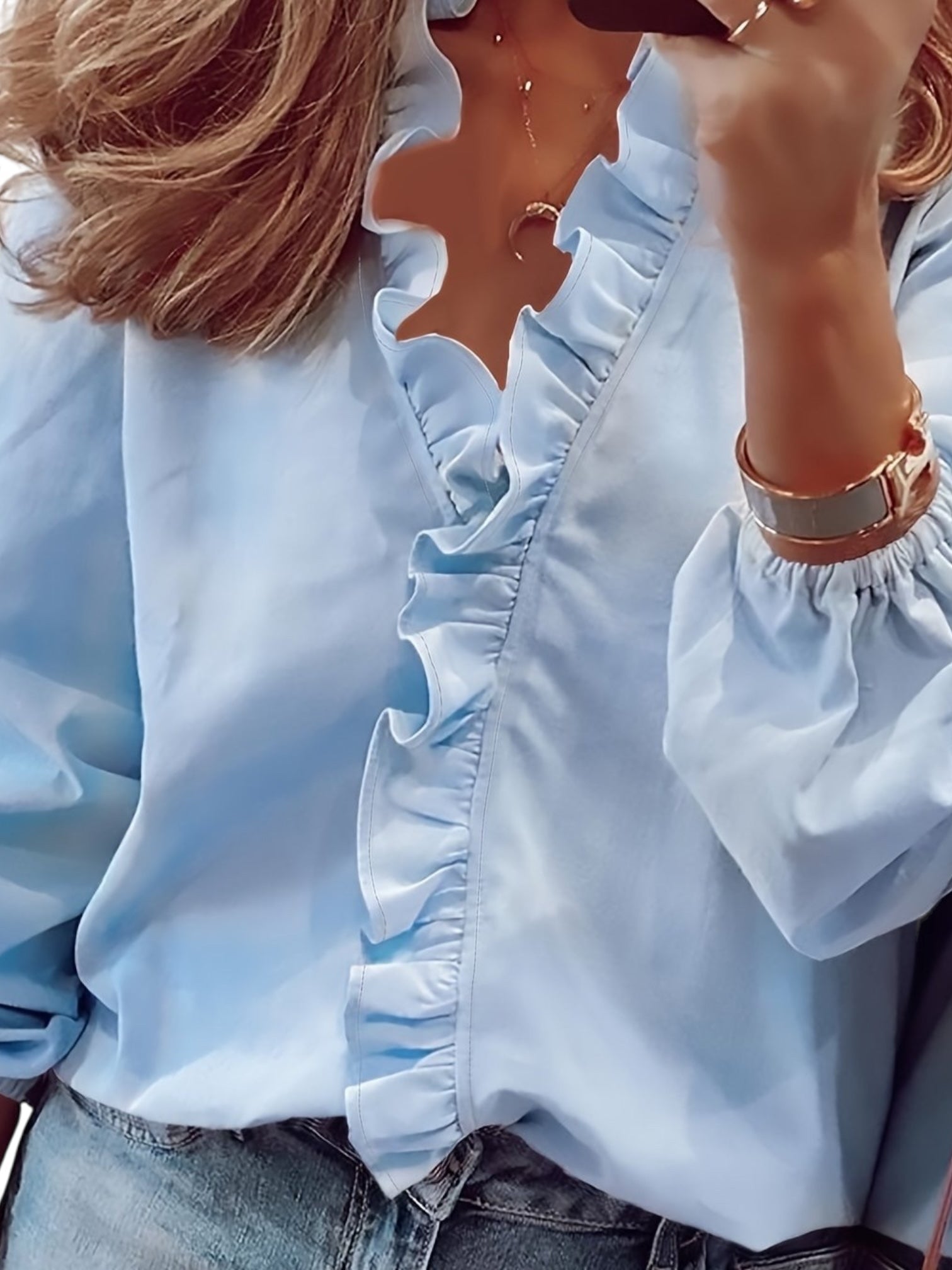 Angeline | Blusa con Collo a V Arricciato