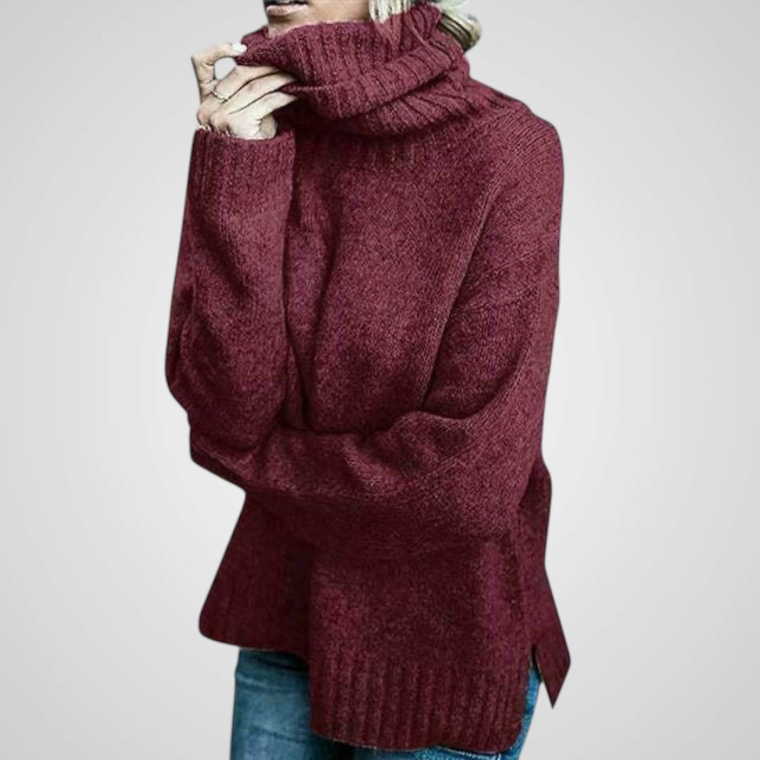 Anna | Comodo Maglione Oversize in Lana con Collo Alto