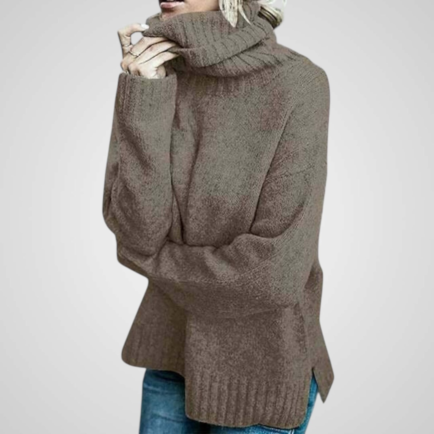 Anna | Comodo Maglione Oversize in Lana con Collo Alto