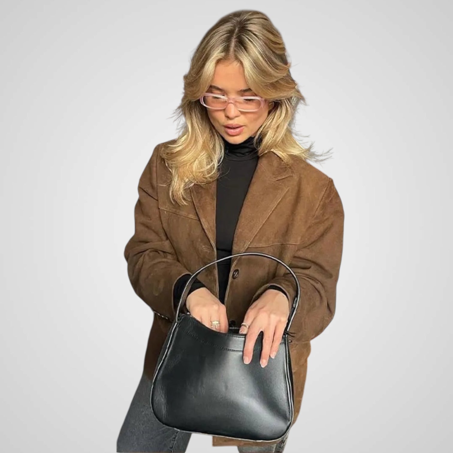 Laila | Giacca classica in camoscio marrone