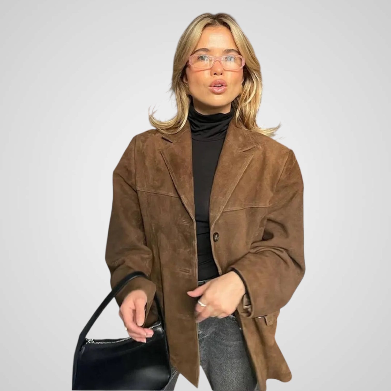 Laila | Giacca classica in camoscio marrone
