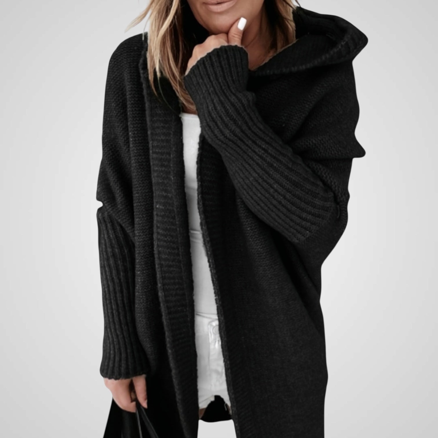 Savaya | Cappotto Femminile In Maglia Con Cappuccio