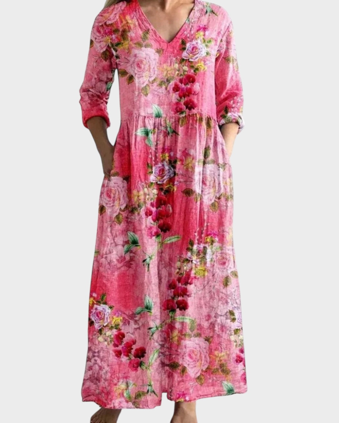 C&G™ | Vestito Maxi Vintage con Fantasia Floreale