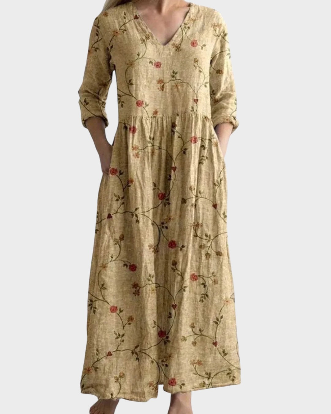 C&G™ | Vestito Maxi Vintage con Fantasia Floreale