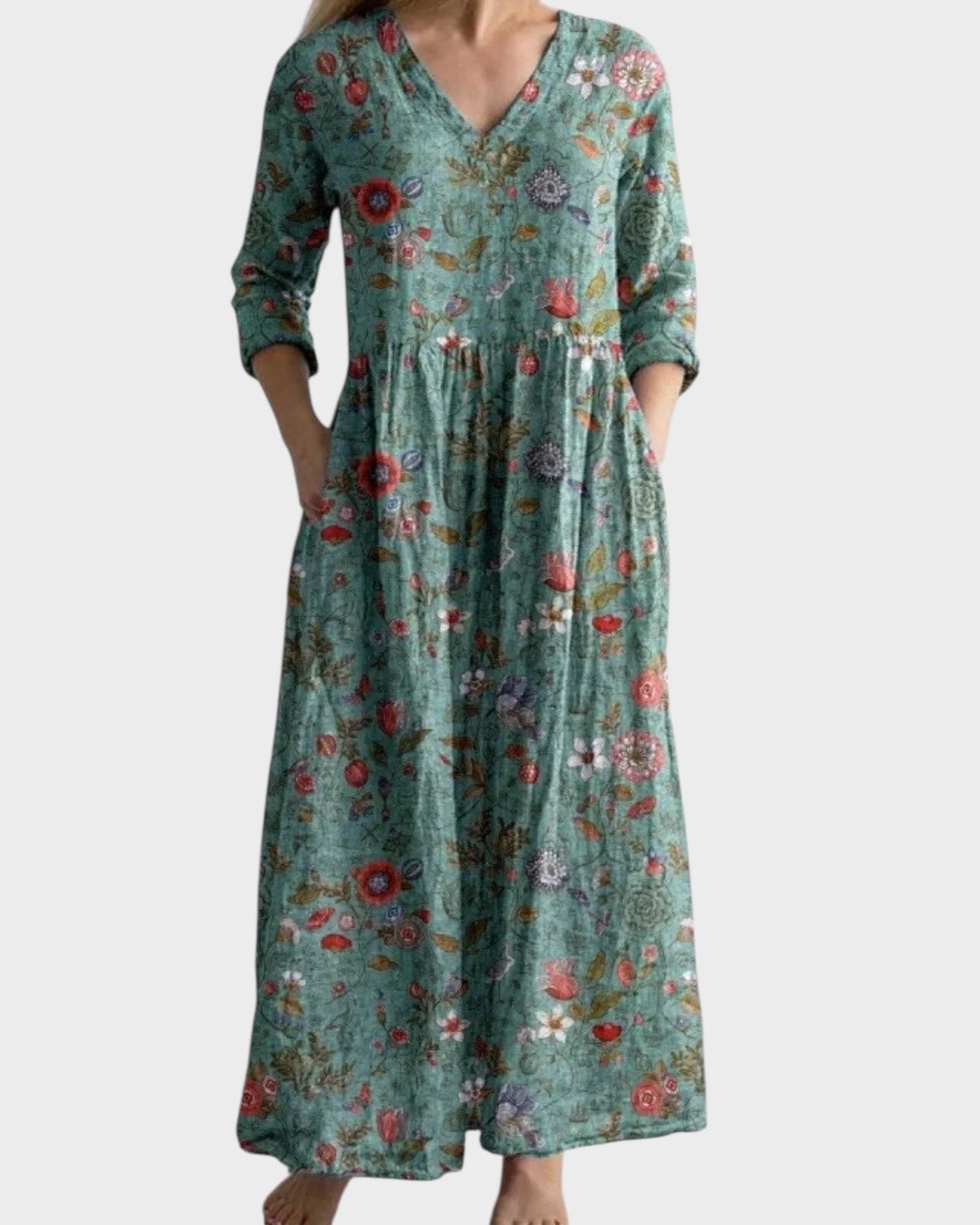 C&G™ | Vestito Maxi Vintage con Fantasia Floreale