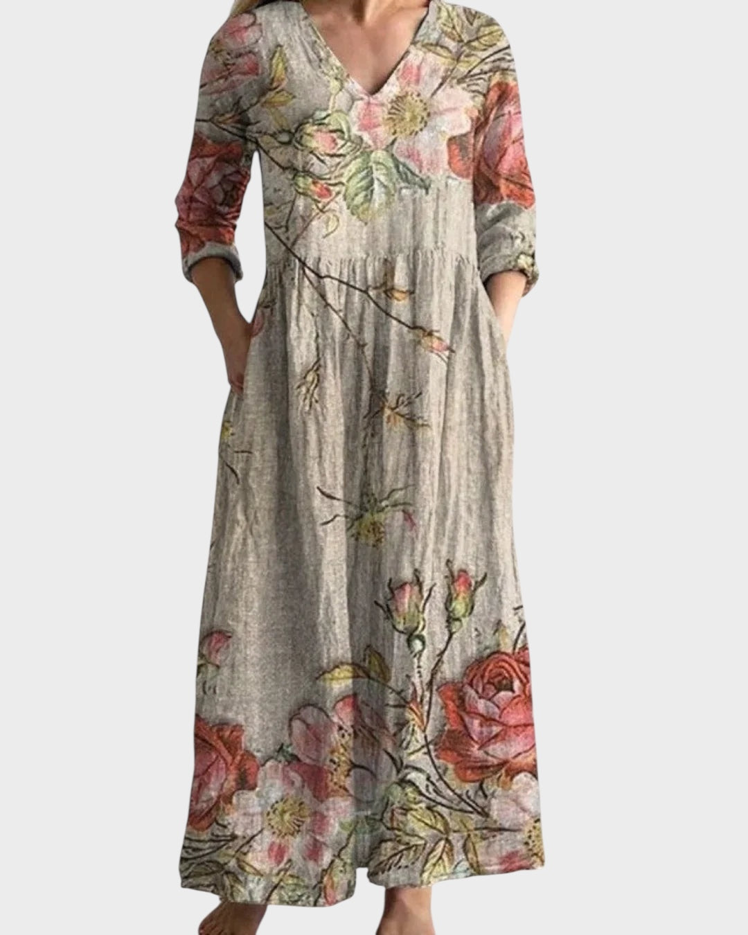 C&G™ | Vestito Maxi Vintage con Fantasia Floreale