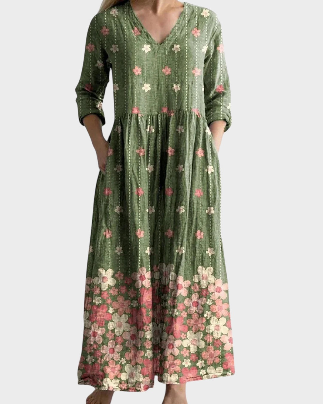 C&G™ | Vestito Maxi Vintage con Fantasia Floreale