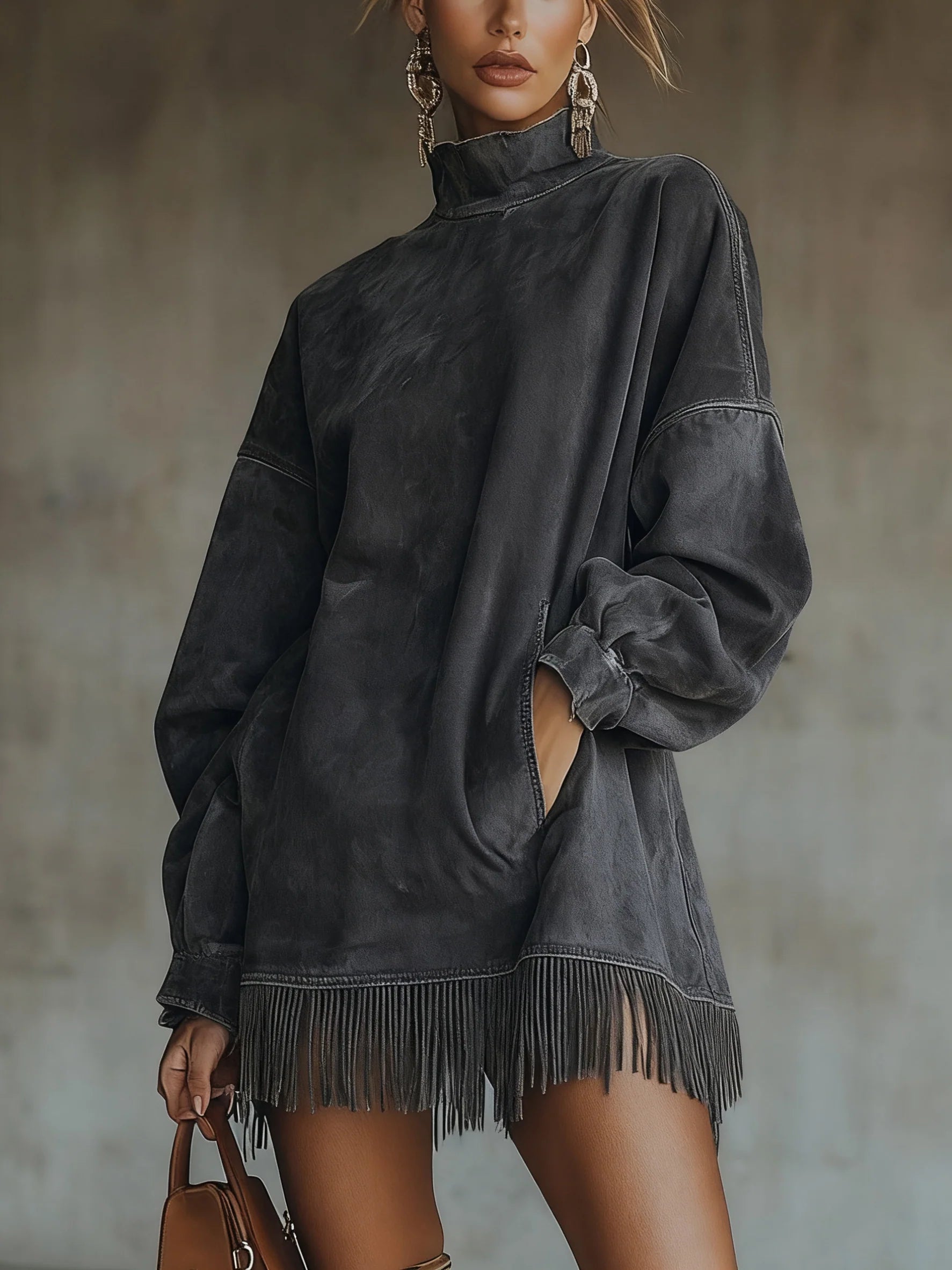 Sheri | Abito in suede comodo con frange
