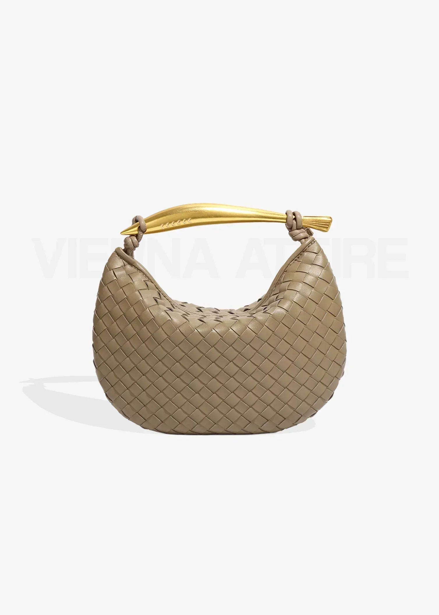 Alessandra – Borsa con Design Intessuto e Manico Dorato