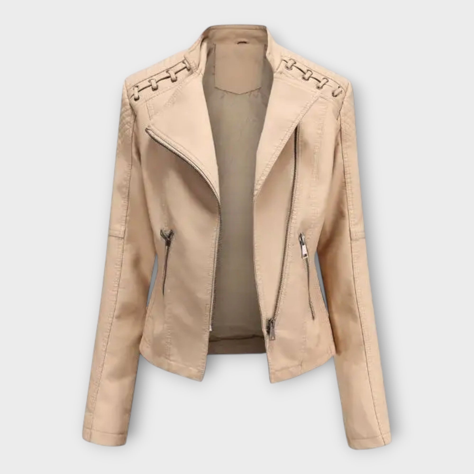 Giacca in Pelle Moderna con Linea Elegante e Raffinata